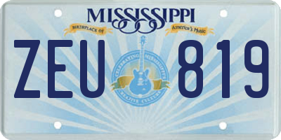 MS license plate ZEU819