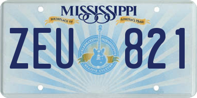 MS license plate ZEU821