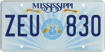 MS license plate ZEU830