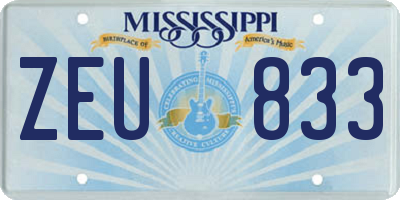 MS license plate ZEU833