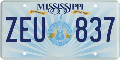 MS license plate ZEU837