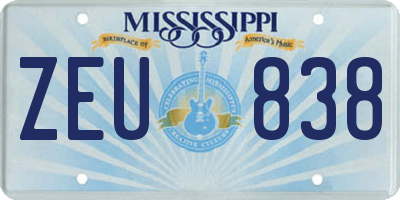 MS license plate ZEU838
