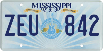 MS license plate ZEU842