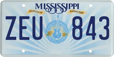 MS license plate ZEU843