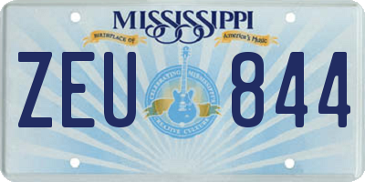 MS license plate ZEU844