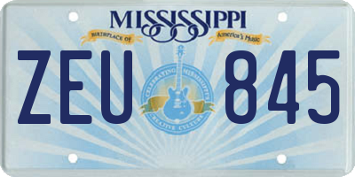 MS license plate ZEU845