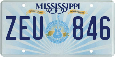 MS license plate ZEU846