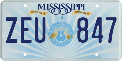 MS license plate ZEU847