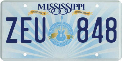 MS license plate ZEU848