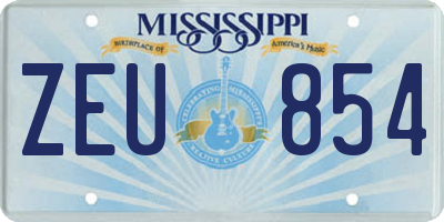 MS license plate ZEU854