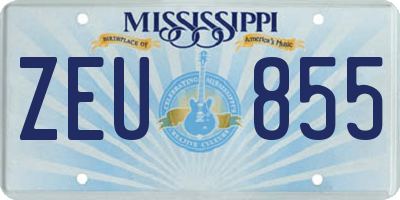 MS license plate ZEU855