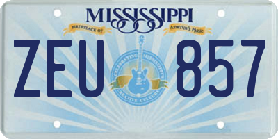 MS license plate ZEU857