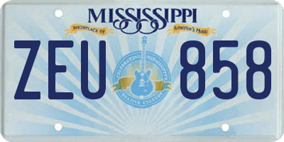 MS license plate ZEU858