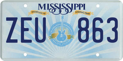 MS license plate ZEU863
