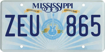 MS license plate ZEU865