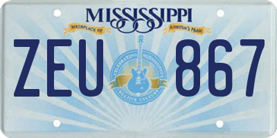 MS license plate ZEU867