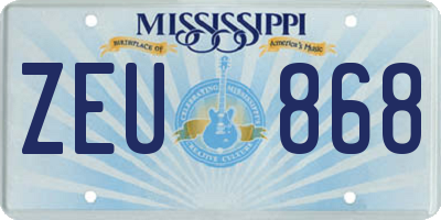 MS license plate ZEU868