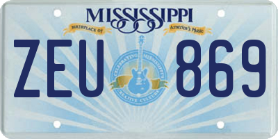 MS license plate ZEU869