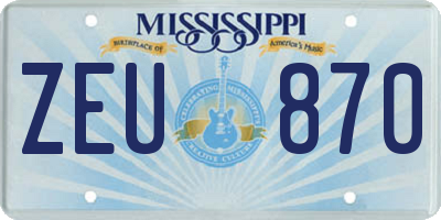 MS license plate ZEU870