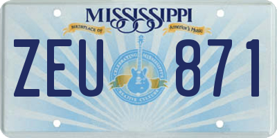 MS license plate ZEU871