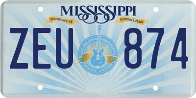 MS license plate ZEU874