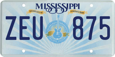 MS license plate ZEU875