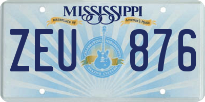 MS license plate ZEU876