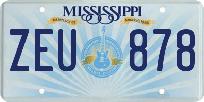 MS license plate ZEU878