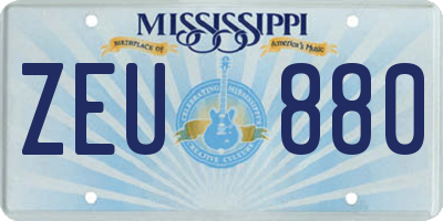 MS license plate ZEU880