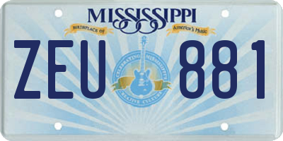 MS license plate ZEU881
