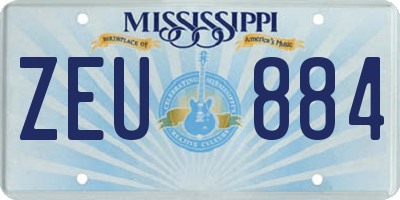 MS license plate ZEU884