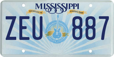 MS license plate ZEU887