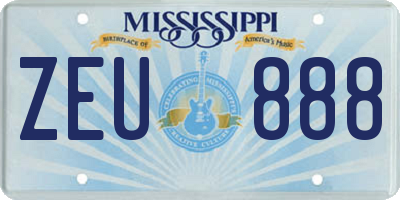 MS license plate ZEU888