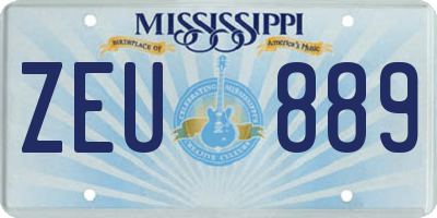 MS license plate ZEU889