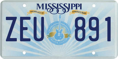 MS license plate ZEU891