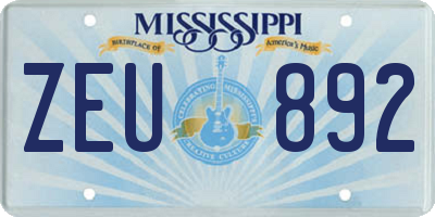 MS license plate ZEU892