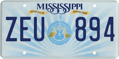 MS license plate ZEU894