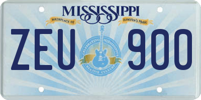 MS license plate ZEU900