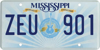 MS license plate ZEU901