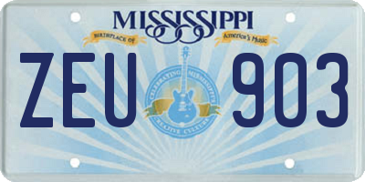 MS license plate ZEU903