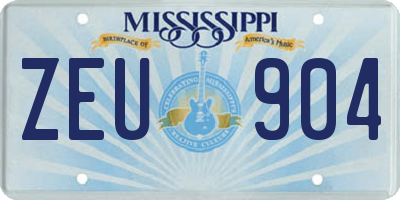 MS license plate ZEU904