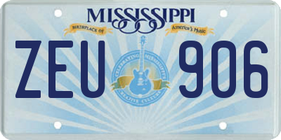 MS license plate ZEU906