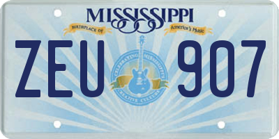 MS license plate ZEU907