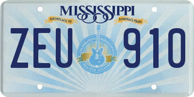 MS license plate ZEU910