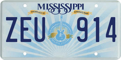 MS license plate ZEU914