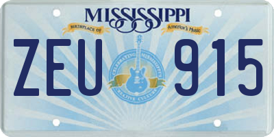 MS license plate ZEU915