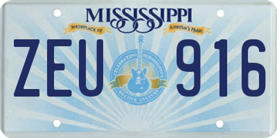 MS license plate ZEU916