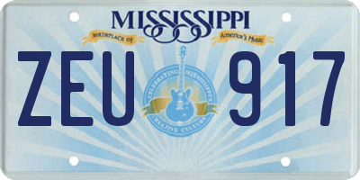 MS license plate ZEU917