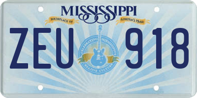 MS license plate ZEU918
