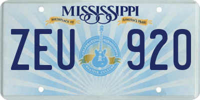 MS license plate ZEU920